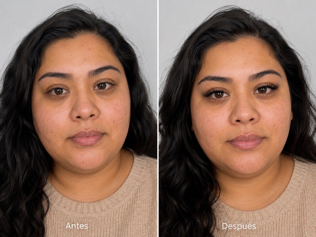 Antes y después de pestañas personalizadas — Mexican Lash Puebla
