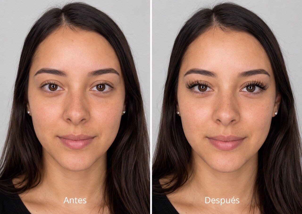 Antes y después de extensiones naturales — resultado en Puebla